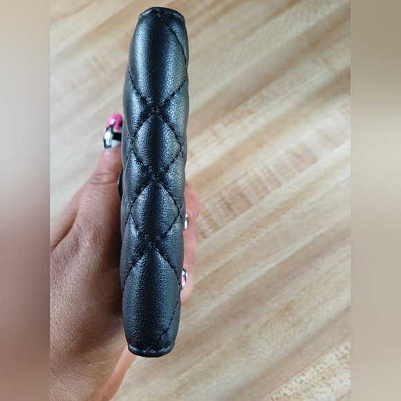 Kurt Geiger NEW Black Quilted Snap Credit Card Holder - Picture 2 of 6